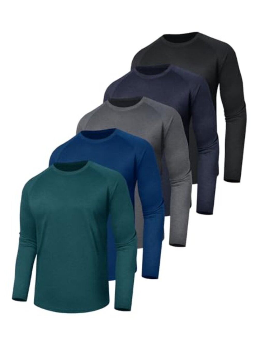 Men's 5 Pack Long Sleeve Quick Dry UPF 50+ Sun Protection Shirts